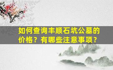 如何查询丰顺石坑公墓的价格？有哪些注意事项？