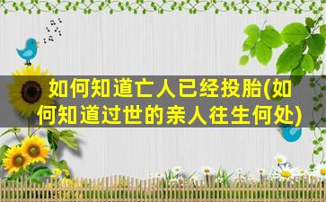 如何知道亡人已经投胎(如何知道过世的亲人往生何处)