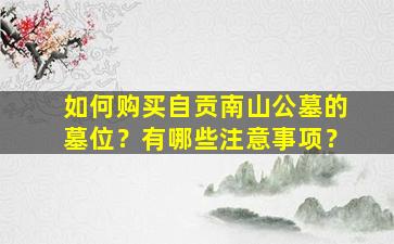 如何购买自贡南山公墓的墓位？有哪些注意事项？