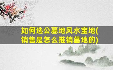 如何选公墓地风水宝地(销售是怎么推销墓地的)