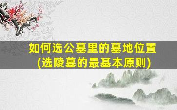 如何选公墓里的墓地位置(选陵墓的最基本原则)