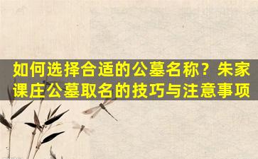 如何选择合适的公墓名称？朱家课庄公墓取名的技巧与注意事项