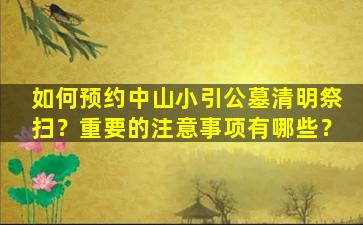 如何预约中山小引公墓清明祭扫？重要的注意事项有哪些？