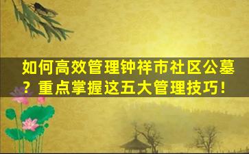 如何高效管理钟祥市社区公墓？重点掌握这五大管理技巧！