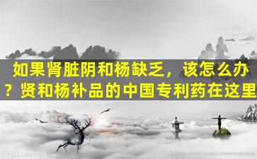 如果肾脏阴和杨缺乏，该怎么办？贤和杨补品的中国专利药在这里