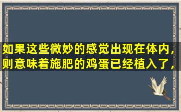 如果这些微妙的感觉出现在体内，则意味着施肥的鸡蛋已经植入了，您将成为母亲。