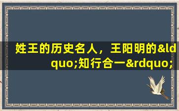 姓王的历史名人，王阳明的“知行合一”理念