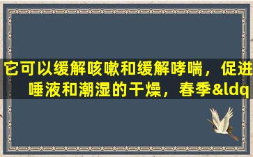 它可以缓解咳嗽和缓解哮喘，促进唾液和潮湿的干燥，春季“吃花”甚至可以吃这些疾病！