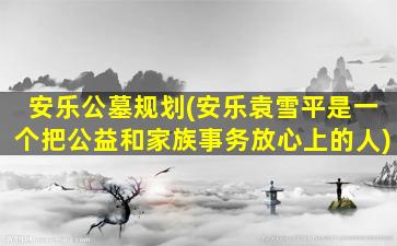 安乐公墓规划(安乐袁雪平是一个把公益和家族事务放心上的人)