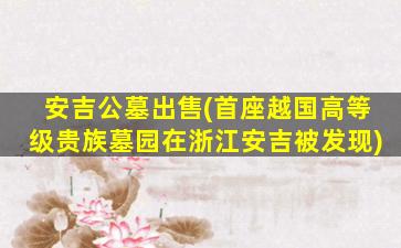 安吉公墓出售(首座越国高等级贵族墓园在浙江安吉被发现)