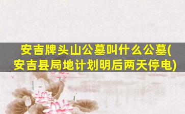 安吉牌头山公墓叫什么公墓(安吉县局地计划明后两天停电)