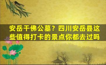 安岳干佛公墓？四川安岳县这些值得打卡的景点你都去过吗