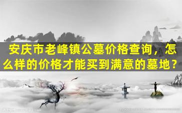 安庆市老峰镇公墓价格查询，怎么样的价格才能买到满意的墓地？