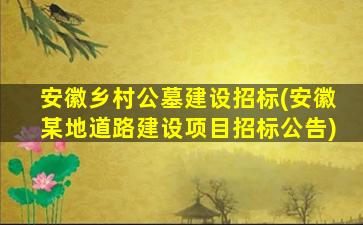 安徽乡村公墓建设招标(安徽某地道路建设项目招标公告)