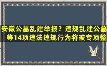安徽公墓乱建举报？违规乱建公墓等14项违法违规行为将被专项整治