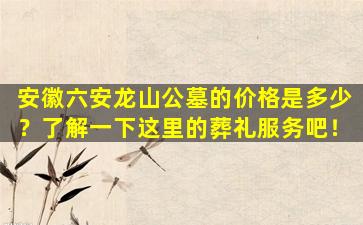 安徽六安龙山公墓的价格是多少？了解一下这里的葬礼服务吧！
