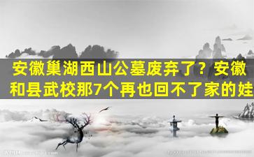 安徽巢湖西山公墓废弃了？安徽和县武校那7个再也回不了家的娃