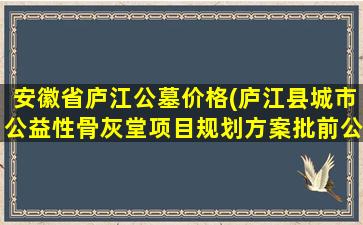 安徽省庐江公墓价格(庐江县城市公益性骨灰堂项目规划方案批前公示发布)