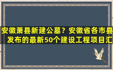 安徽萧县新建公墓？安徽省各市县发布的最新50个建设工程项目汇总