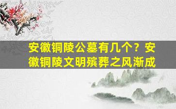 安徽铜陵公墓有几个？安徽铜陵文明殡葬之风渐成