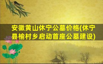 安徽黄山休宁公墓价格(休宁县榆村乡启动首座公墓建设)