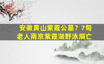 安徽黄山紫霞公墓？7旬老人南京紫霞湖野泳溺亡
