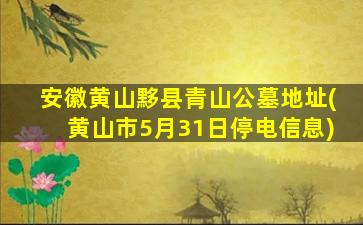 安徽黄山黟县青山公墓地址(黄山市5月31日停电信息)