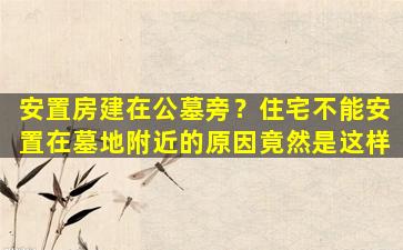 安置房建在公墓旁？住宅不能安置在墓地附近的原因竟然是这样