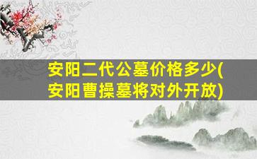 安阳二代公墓价格多少(安阳曹操墓将对外开放)