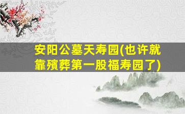 安阳公墓天寿园(也许就靠殯葬第一股福寿园了)