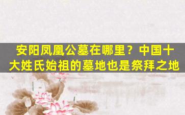 安阳凤凰公墓在哪里？中国十大姓氏始祖的墓地也是祭拜之地
