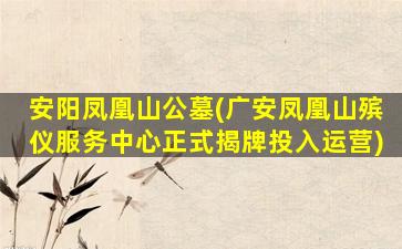 安阳凤凰山公墓(广安凤凰山殡仪服务中心正式揭牌投入运营)