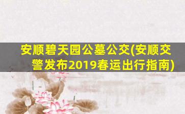 安顺碧天园公墓公交(安顺交警发布2019春运出行指南)