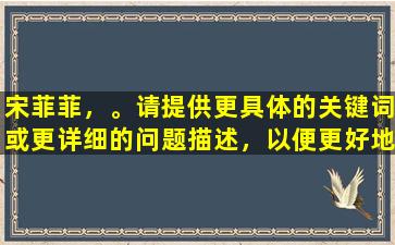 宋菲菲，。请提供更具体的关键词或更详细的问题描述，以便更好地提供帮助。