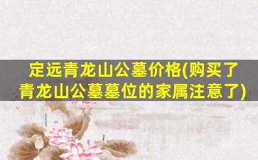 定远青龙山公墓价格(购买了青龙山公墓墓位的家属注意了)