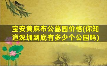 宝安黄麻布公墓园价格(你知道深圳到底有多少个公园吗)