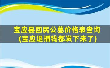 宝应县回民公墓价格表查询(宝应退捕钱都发下来了)