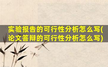 实验报告的可行性分析怎么写(论文答辩的可行性分析怎么写)