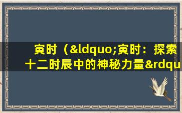 寅时（“寅时：探索十二时辰中的神秘力量”）