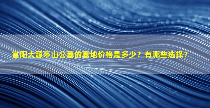 富阳大源亭山公墓的墓地价格是多少？有哪些选择？