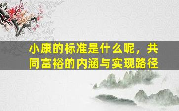 小康的标准是什么呢，共同富裕的内涵与实现路径