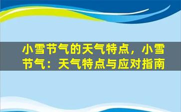 小雪节气的天气特点，小雪节气：天气特点与应对指南