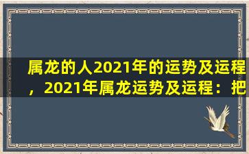 属龙的人2021年的运势及运程，2021年属龙运势及运程：把握机遇，努力奋斗