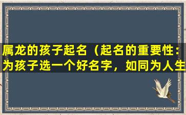 属龙的孩子起名（起名的重要性：为孩子选一个好名字，如同为人生按下了一个美好的启动键）