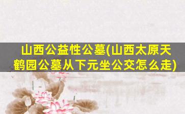 山西公益性公墓(山西太原天鹤园公墓从下元坐公交怎么走)