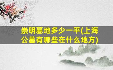 崇明墓地多少一平(上海公墓有哪些在什么地方)