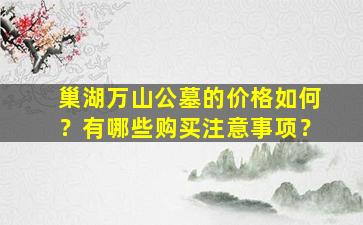 巢湖万山公墓的价格如何？有哪些购买注意事项？