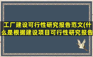 工厂建设可行性研究报告范文(什么是根据建设项目可行性研究报告内容分析和决策)