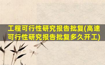 工程可行性研究报告批复(高速可行性研究报告批复多久开工)