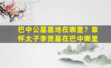 巴中公墓墓地在哪里？章怀太子李贤墓在巴中哪里
